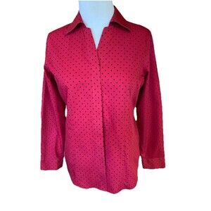 Chico’s Size 0/Women’s 4 No Iron Button Up Shirt Preppy Office Casual Easy Care